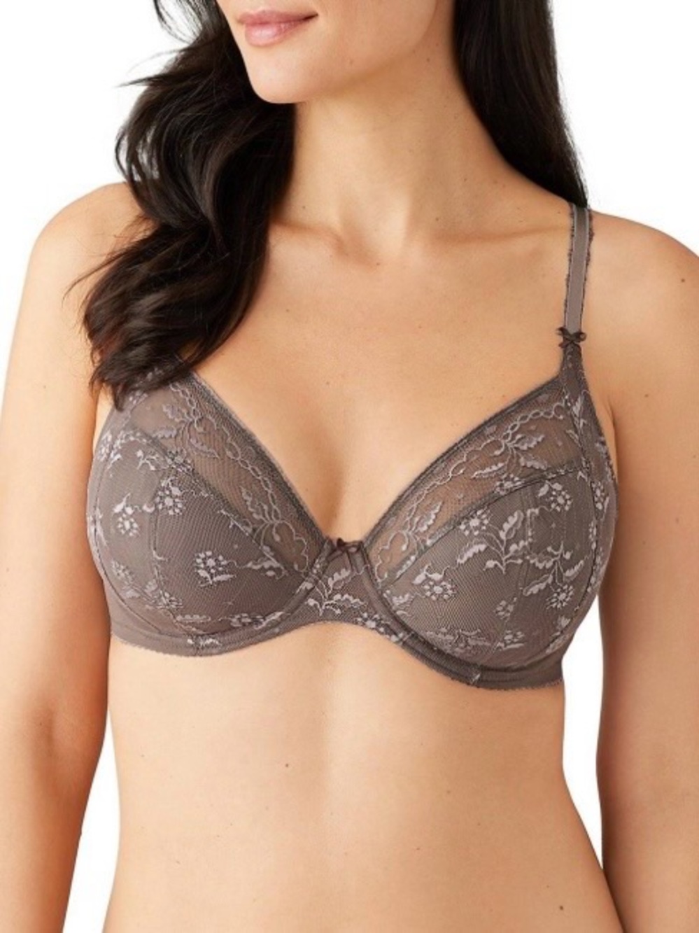 Wacoal Lifted in Luxury Underwire Bra in Cocoa/Taupe Floral Lace #855433